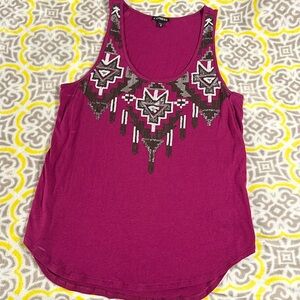 Express M Medium tank top - sleeveless - sequin Aztec style design - geometric